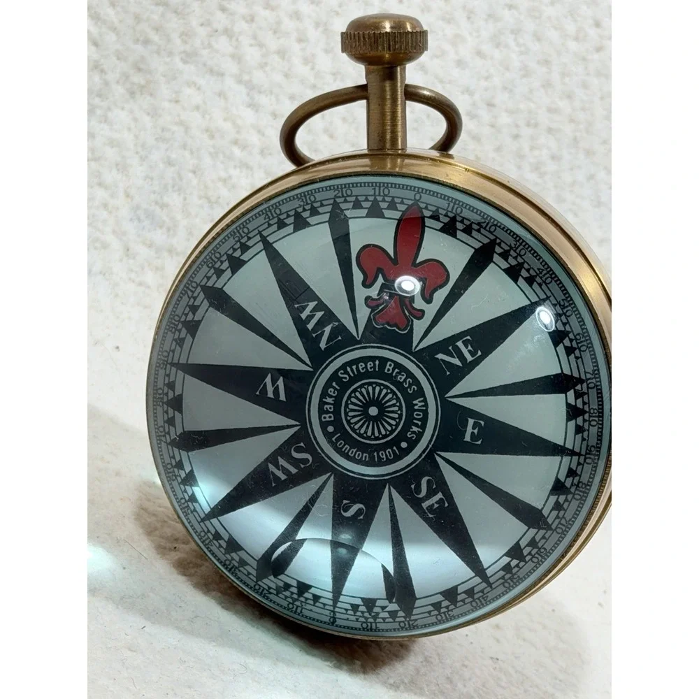 Great Lakes Steamline Decorative Brass Nautical Clock Compass Desk Display Multi